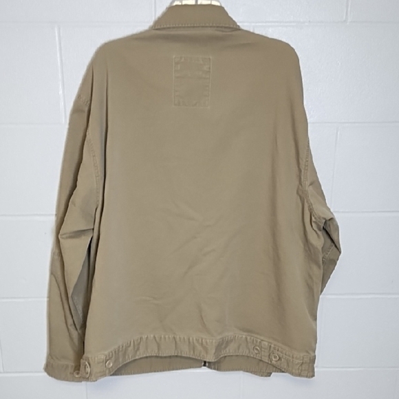 GAP Tan Cotton Canvas Utility Jacket Classic Collar Zip Front - Picture 4 of 16